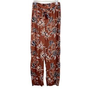 Primark Boho Floral Brown Wide Leg Casual Pants 10